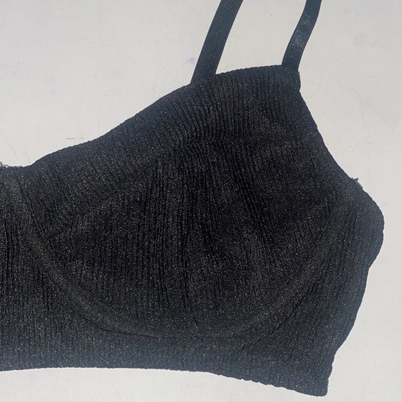 Pretty Little Thing Black Bikini Ribbed Bra No Underwire Adjustable Stretchy Sm - Picture 3 of 6